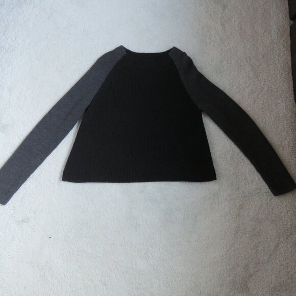 Eileen Fisher XXS 2 Tone Gray Color Block Oversized Fine Merino Wool Sweater - Picture 10 of 15